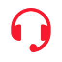 Red icon of a headset with a microphone, symbolizing customer support or communication for IPTV Italy, on a white background.