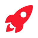 A simple red rocket icon with a white circular window, tilted upward, on a white background—perfect for IPTV Italy branding or digital platforms.