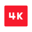 A red square with the white text 4K centered inside, indicating ultra-high-definition resolution, commonly used to denote premium IPTV Italy streaming quality.